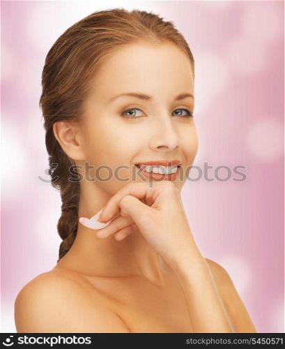 picture of beautiful woman with rose petal