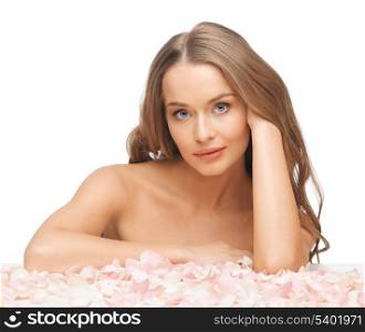 picture of beautiful woman with rose petals..