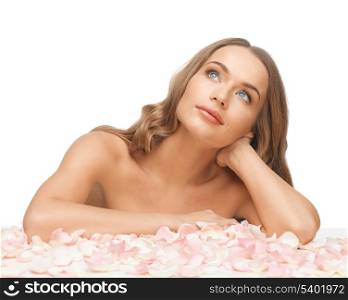 picture of beautiful woman with rose petals..