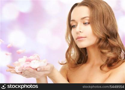 picture of beautiful woman with rose petals.