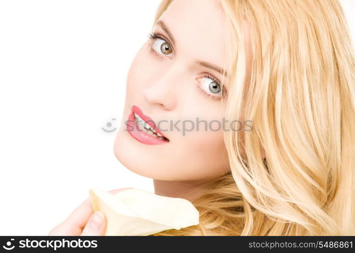 picture of beautiful woman with white flower