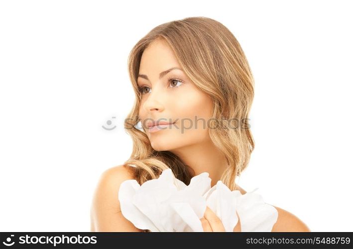 picture of beautiful woman with white flower
