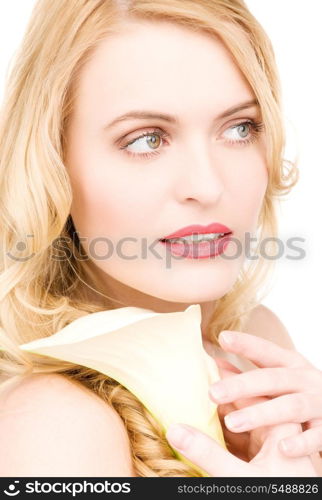 picture of beautiful woman with white flower