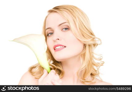 picture of beautiful woman with white flower