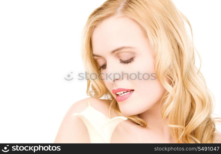 picture of beautiful woman with white flower