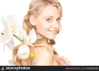 picture of beautiful woman with white flower