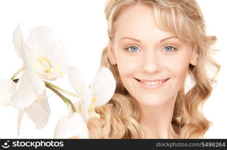 picture of beautiful woman with white flower