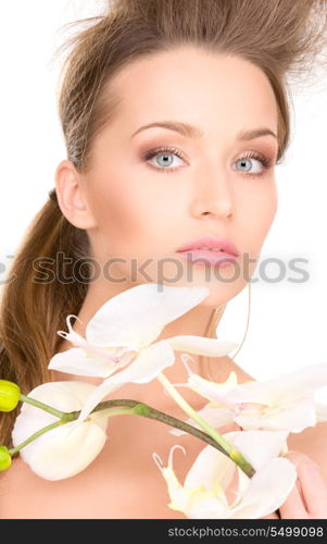 picture of beautiful woman with white flower