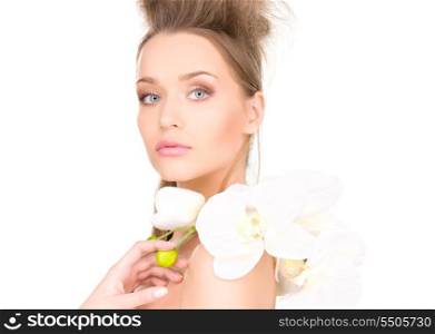 picture of beautiful woman with white flower