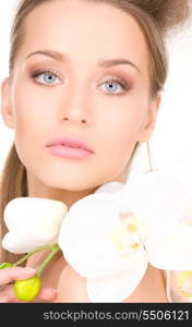 picture of beautiful woman with white flower