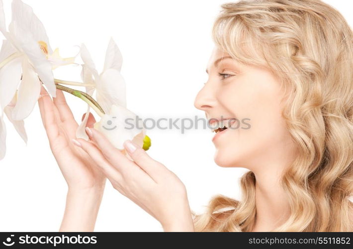 picture of beautiful woman with white flower