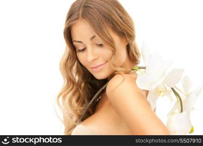 picture of beautiful woman with white flower&#xA;