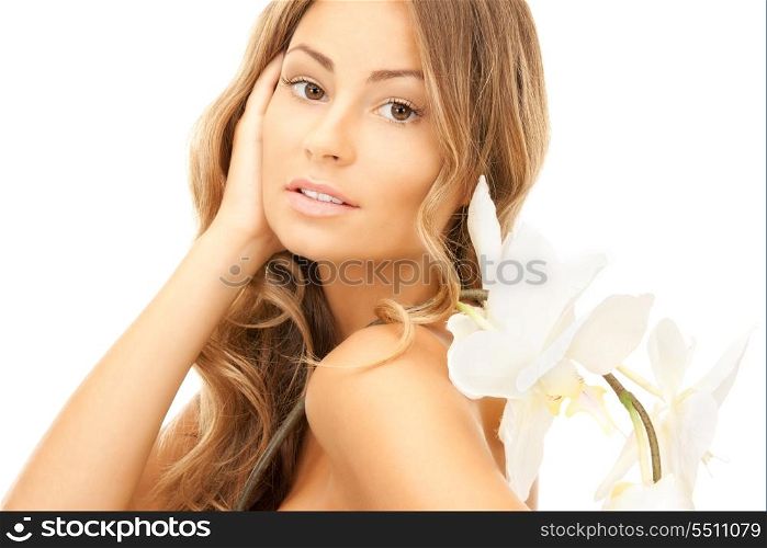 picture of beautiful woman with white flower&#xA;