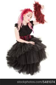 picture of bizarre pink hair girl with fan