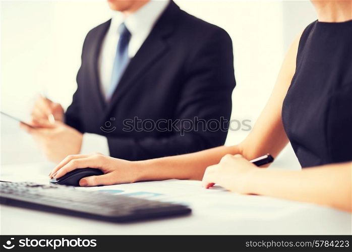 picture of business team on meeting using computer
