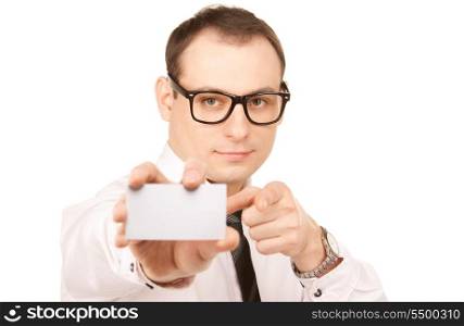 picture of businessman with business card over white&#xA;
