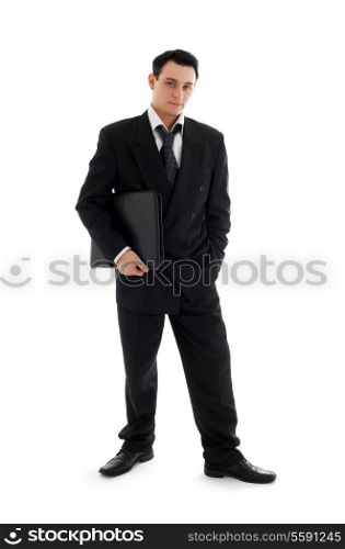 picture of businessman with folder over white background