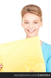 picture of businesswoman with parcel over white