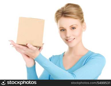picture of businesswoman with parcel over white