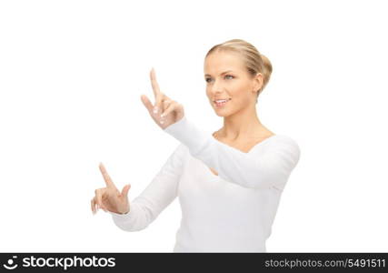 picture of businesswoman working with something imaginary&#xA;