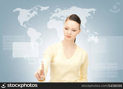 picture of businesswoman working with touch screen