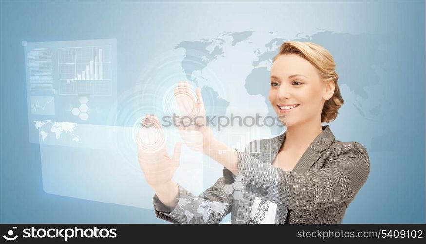 picture of businesswoman working with virtual screens
