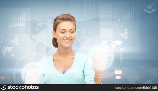 picture of businesswoman working with virtual screens