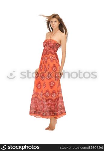 picture of calm and serious woman in elegant dress