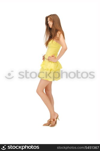 picture of calm and serious woman in elegant dress