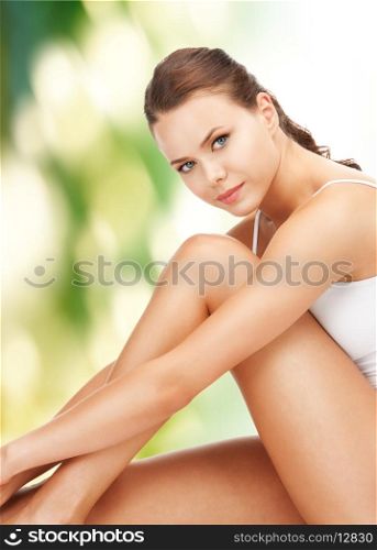 picture of calm beautiful woman in cotton undrewear
