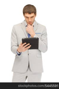 picture of calm man with tablet pc computer