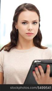 picture of calm woman with tablet pc computer