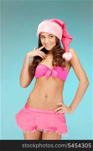 picture of cheerful santa helper girl in lingerie.