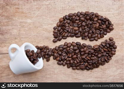 picture of coffee beans on a wooden background