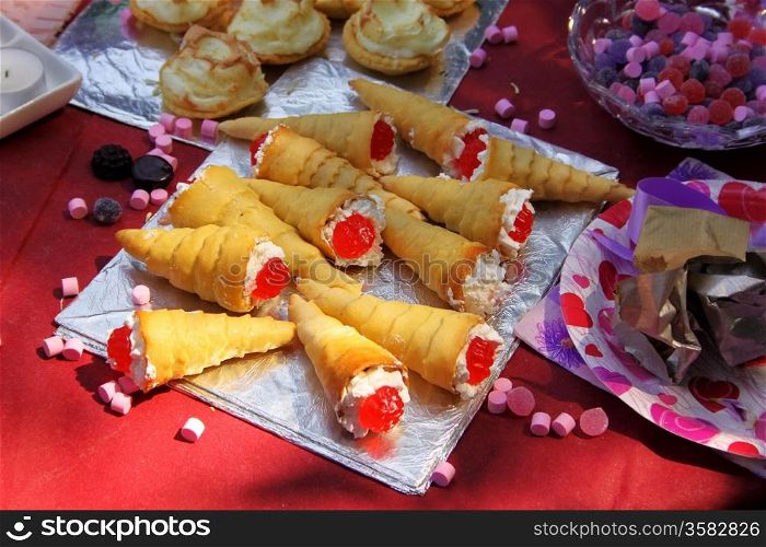Picture of Colorful Outdoor Party Cream Caramel Cones