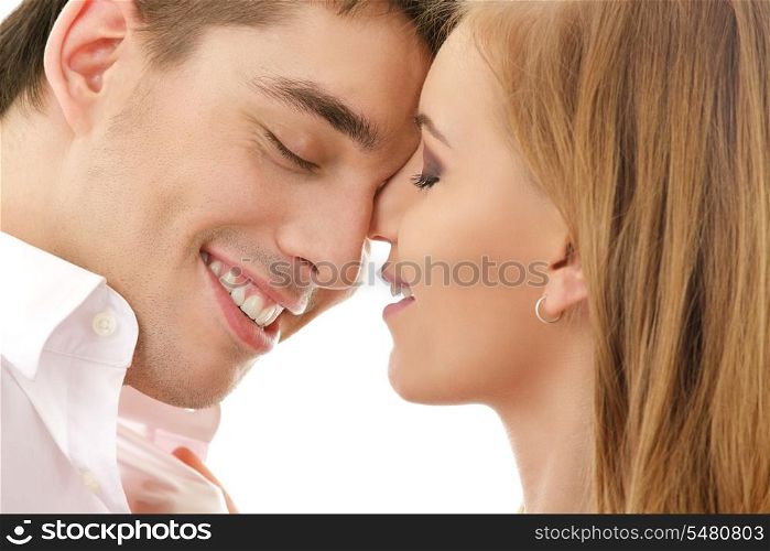 picture of couple in love over white