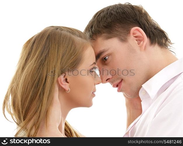 picture of couple in love over white