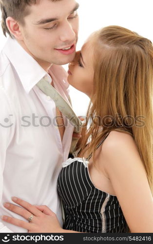 picture of couple in love over white