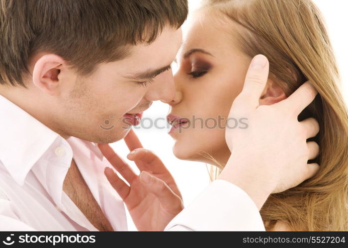 picture of couple in love over white