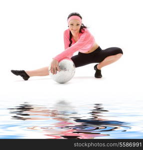 picture of dancer girl with glitterball over white