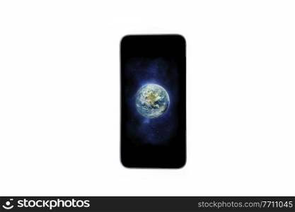 Picture of earth displayed on a mobile screen