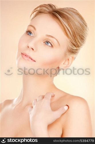 picture of face and hands of beautiful woman