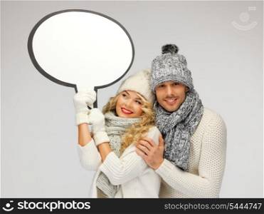 picture of family couple with blank text bubble