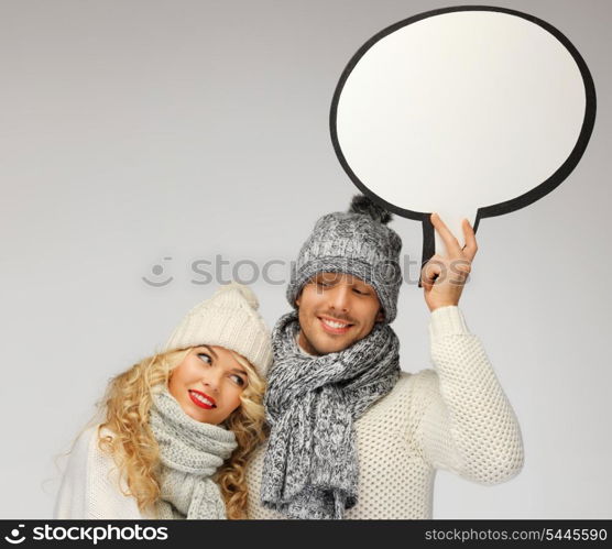 picture of family couple with blank text bubble