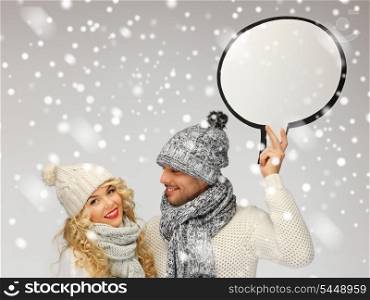 picture of family couple with blank text bubble