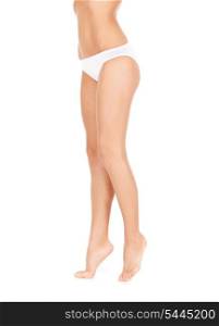 picture of female legs in white bikini panties