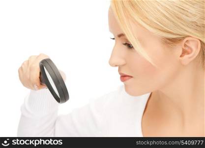 picture of female scientist working with magnifier