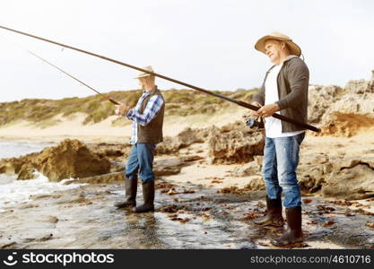 Picture of fisherman . Picture of fishermen fishing with rods