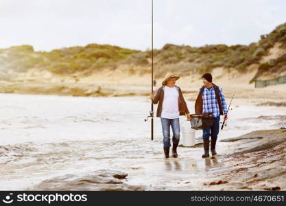 Picture of fisherman . Picture of fishermen fishing with rods