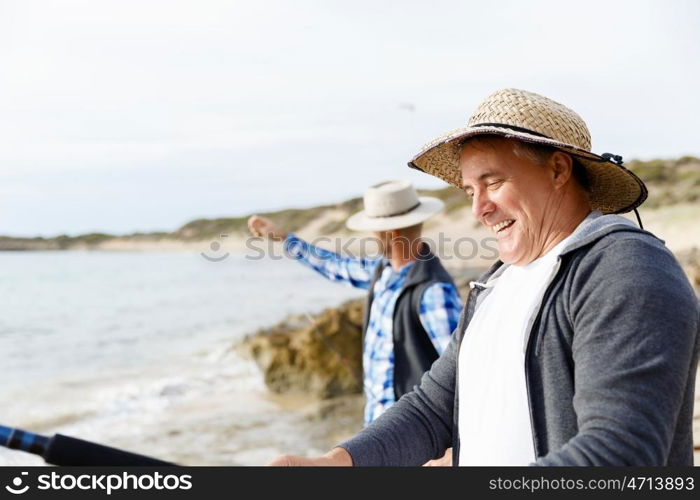 Picture of fisherman . Picture of fishermen fishing with rods